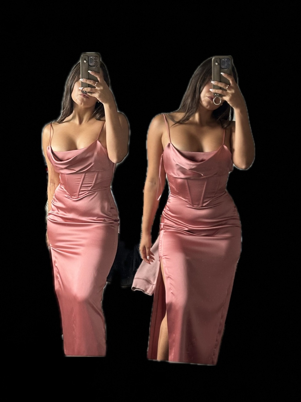 Zara Satin Slip Dress in Dusty Rose Pink